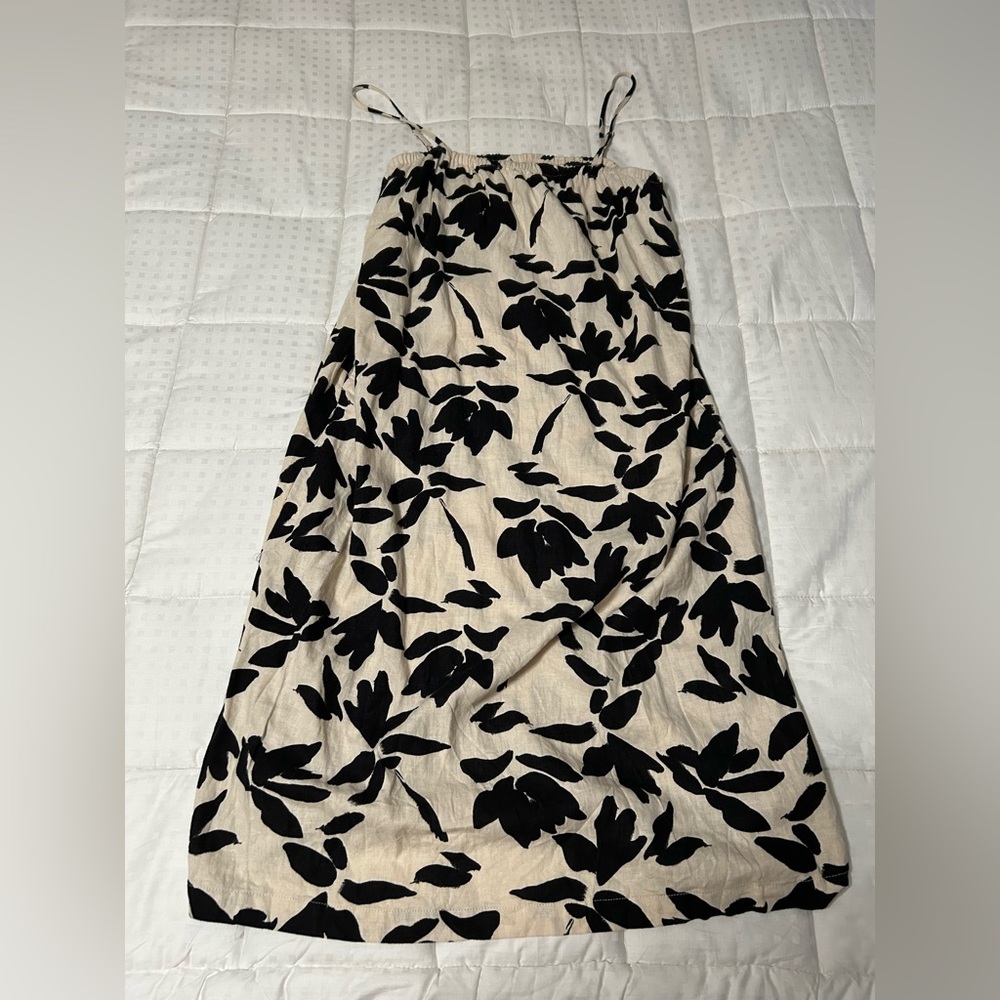 a new day Black and Cream Floral Midi Dress